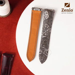 Glossy Black Himalayan Lizard straps for Cartier Santos