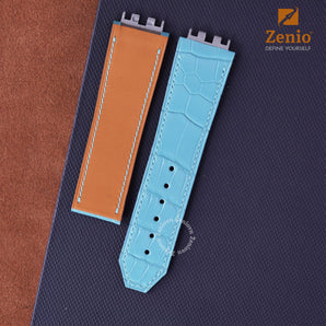 Glossy Blue Sky Alligator straps for Hublot Spirit Bigbang One Click