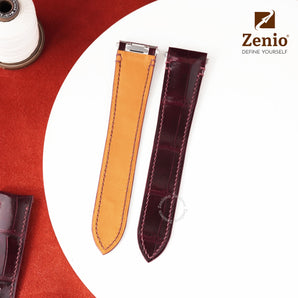 Glossy Burgundy Alligator straps for Cartier Santos