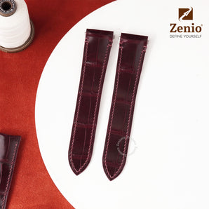 Glossy Burgundy Alligator straps for Cartier Santos