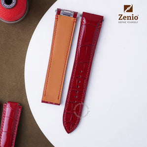 Glossy Cherry Red Alligator replacement straps for Cartier Santos - New Clasp