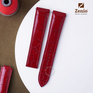 Glossy Cherry Red Alligator replacement straps for Cartier Santos - New Clasp