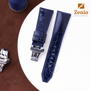 Glossy Navy Alligator straps for Panerai