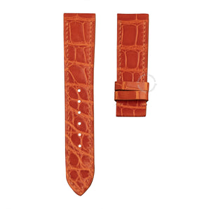 Glossy Orange Alligator Leather Straps for Franck Muller LONG Island