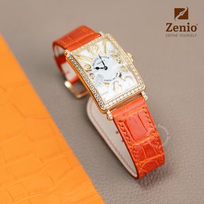 Glossy Orange Alligator Leather Straps for Franck Muller LONG Island
