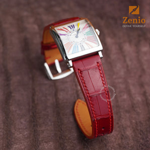 Glossy Red Alligator Leather Straps for Franck Muller Master Square