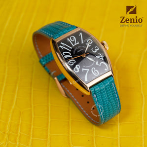 Glossy Turqoise Alligator Leather Straps for Franck Muller Cintree Curvex
