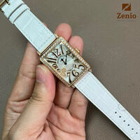 Glossy White Alligator Leather Straps for Franck Muller LONG Island