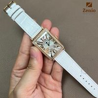 Glossy White Alligator Leather Straps for Franck Muller LONG Island