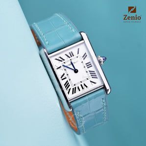 Glossy Baby Blue Alligator Slim Strap