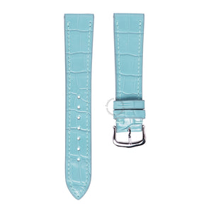 Glossy Baby Blue Alligator Slim Strap