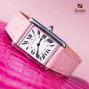 Glossy Baby Pink Alligator Slim Strap