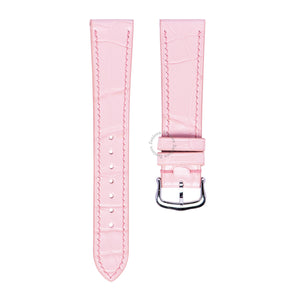Glossy Baby Pink Alligator Slim Strap