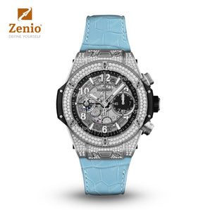 Glossy Blue Sky Alligator straps for Hublot Bigbang One Click