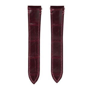 Glossy Burgundy Alligator straps for Cartier Santos