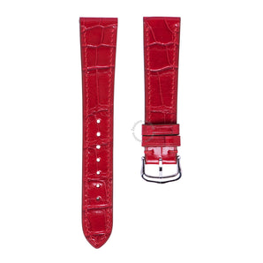 Glossy Cherry Red Alligator Slim Strap