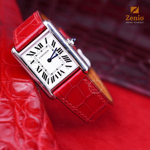 Glossy Cherry Red Alligator Slim Strap