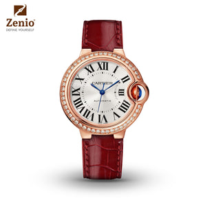 Glossy Cherry Red Alligator Strap For Cartier Ballon Bleu - New Clasp