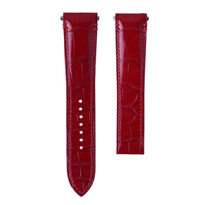 Glossy Cherry Red Alligator replacement straps for Cartier Santos - New Clasp