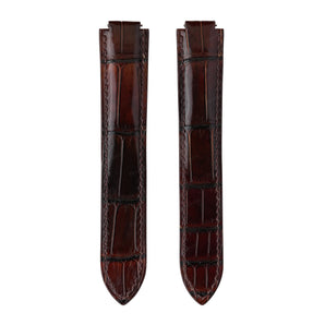 Glossy Chesnut Brown Ostrich Strap For Cartier Ballon Bleu - New Clasp