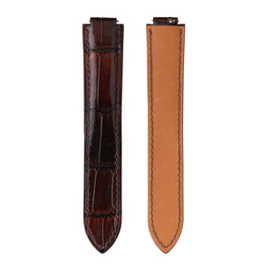 Glossy Chesnut Brown Ostrich Strap For Cartier Ballon Bleu - New Clasp