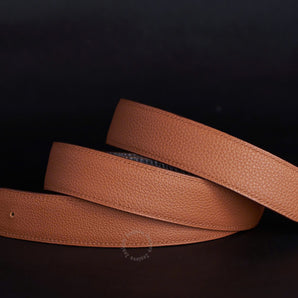 Golden Brown Headless Togo Leather Belt Strap - Customizable Replacement Belt