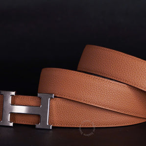 Golden Brown Headless Togo Leather Belt Strap - Customizable Replacement Belt