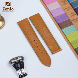 Golden Brown Alran Strap With Foldover Clasp  For Omega Swatch