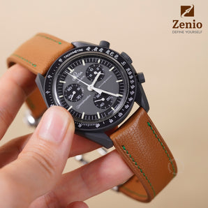 Golden Brown Alran Strap With Foldover Clasp  For Omega Swatch