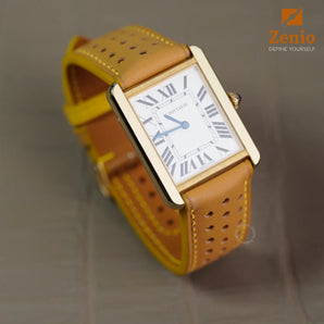 Golden Brown Alran Rally Strap For Cartier Tank - Buckle Style