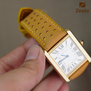 Golden Brown Alran Rally Strap For Cartier Tank - Buckle Style