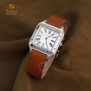 Golden Brown Barenia Strap For Cartier Santos Dumont - Buckle Style
