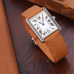 Golden Brown Epsom leather straps for Cartier Tank