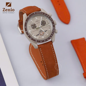 Golden Brown Nubuck Strap For Moonswatch Mission to Saturn