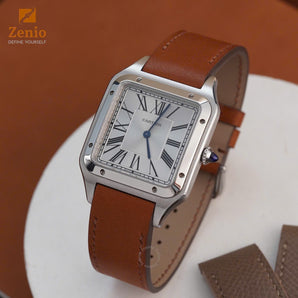 Whiskey Brown Barenia Strap For Cartier Santos Dumont - Buckle Style
