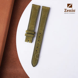 Green Nubuck Leather Strap For Cartier Santos Dumont - Buckle Style
