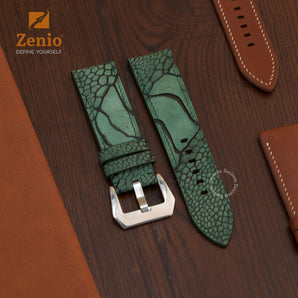 Green Nubuck Ostrich Leather Straps for Panerai