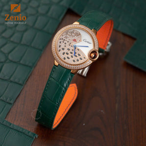 Matte British Green Alligator Strap For Cartier Ballon Bleu - New Clasp