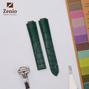 Matte British Green Alligator Strap For Cartier Ballon Bleu - New Clasp