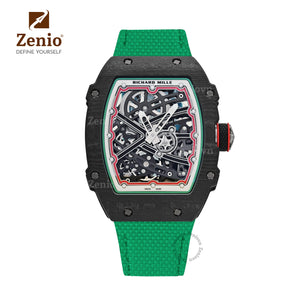 Green FKM Rubber Sailcloth Pattern Velcro watch straps for Richard Mille