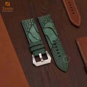 Green Nubuck Ostrich Leather Straps for Panerai Radiomir