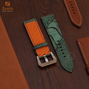 Green Nubuck Ostrich Leather Straps for Panerai Radiomir