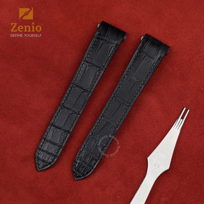 Matte Black Aligator straps for Cartier Santos - Classic clasp