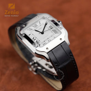 Matte Black Aligator straps for Cartier Santos - Classic clasp