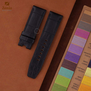 Matte Black Alligator Leather Strap for Panerai Luminor