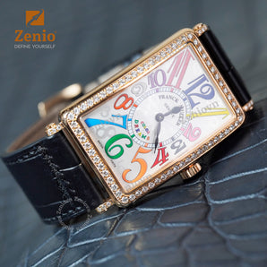Matte Black Alligator Leather Straps for Franck Muller LONG Island
