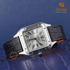 Matte Black Alligator Strap For Cartier Santos Dumont - Buckle Style