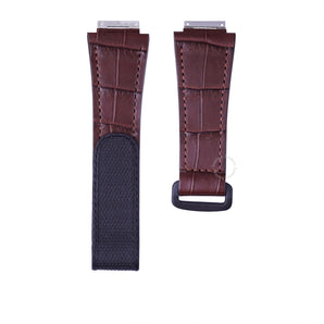 Matte Brown Alligator leather Velcro watch strap for Richard Mille