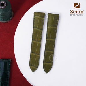 Matte Olive Alligator straps for Cartier Santos