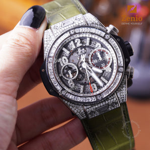 Matte Olive Alligator straps for Hublot Bigbang One Click